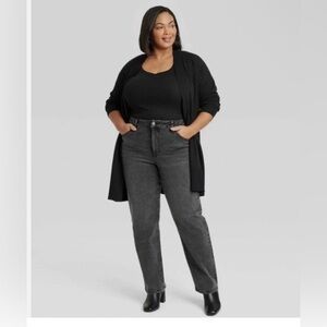 NWT Ava & Viv Women’s High Rise 90s Straight Leg Black Wash Jeans